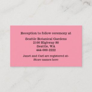 Flamingo Pink Wedding Information Card