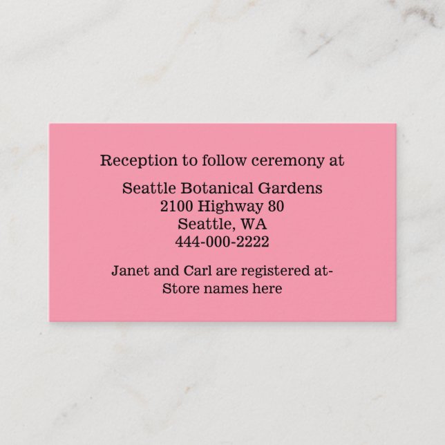 Flamingo Pink Wedding Information Card (Front)