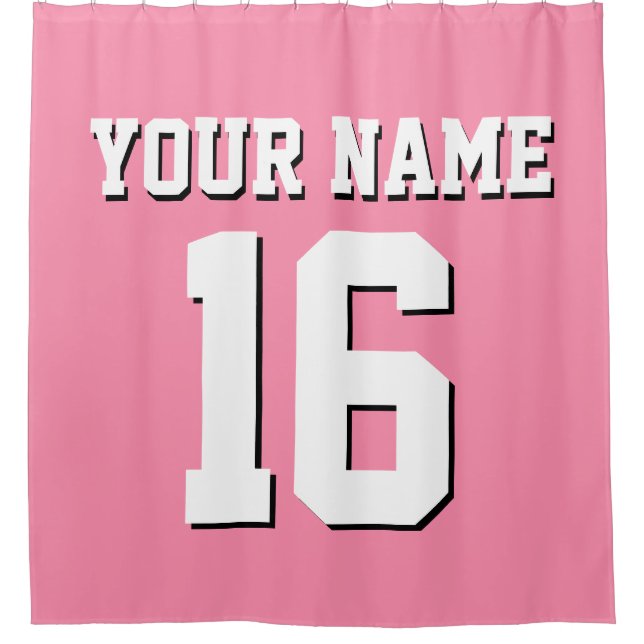 Flamingo Pink White Sports Jersey Team Jersey Shower Curtain (Front)