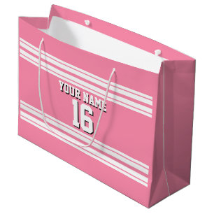 Flamingo Pink White Team Jersey Custom Number Name Large Gift Bag