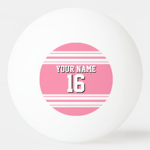 Flamingo Pink White Team Jersey Custom Number Name Ping Pong Ball