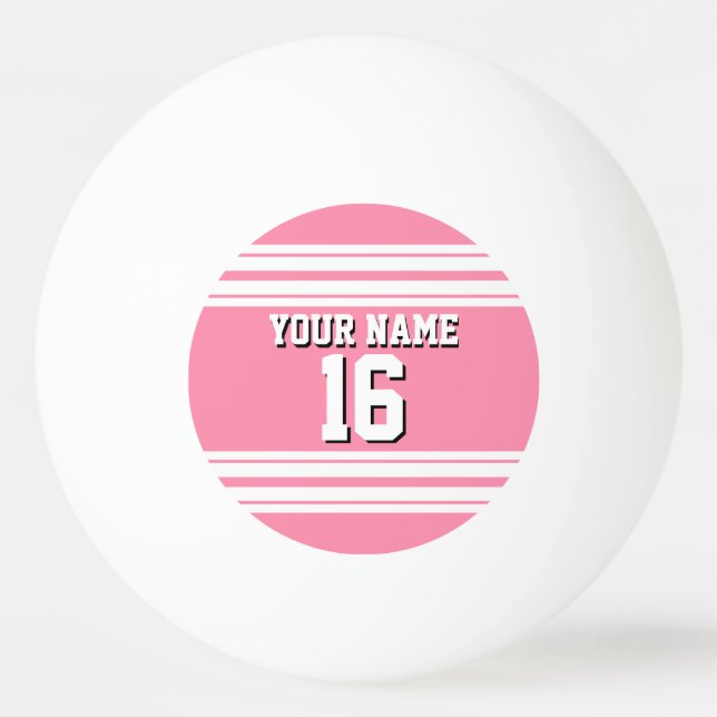 Flamingo Pink White Team Jersey Custom Number Name Ping Pong Ball (Front)