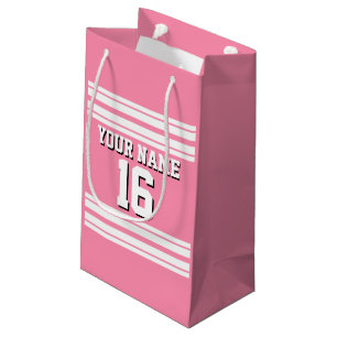 Flamingo Pink White Team Jersey Custom Number Name Small Gift Bag