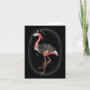 Flamingo Pirate Funny Halloween Costume Idea Card