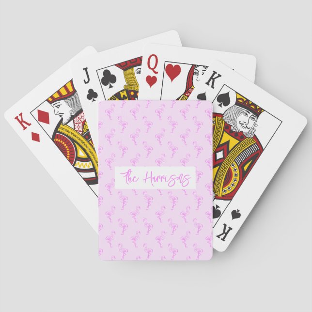 Flamingo Playful Pink Summer Pattern Playing Cards (Back)
