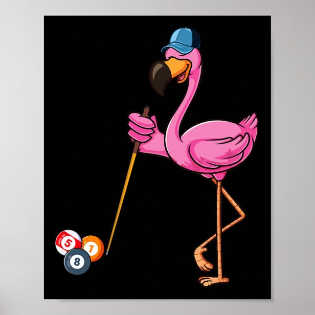 Flamingo Playing Billiards Costume Billiards Playe Poster (Front)