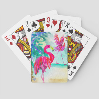 Flamingo playing cards, art by Jeanine Handley Cards