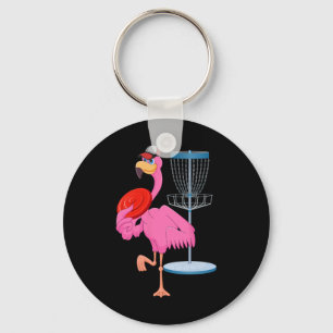 Flamingo Playing Disc Golf Matching Player Coach B Key Ring
