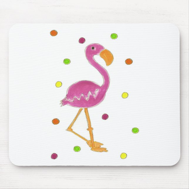 Flamingo Polka Dots Mouse Mat (Front)