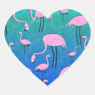 Flamingo Pond Heart Sticker
