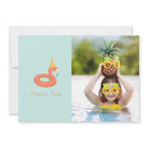 flamingo pool birthday party photo thank you