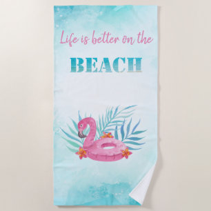 Flamingo Pool Float,Blue Beach Towel