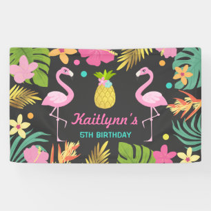 Flamingo Pool Party Banner Tropical Flamingo Party