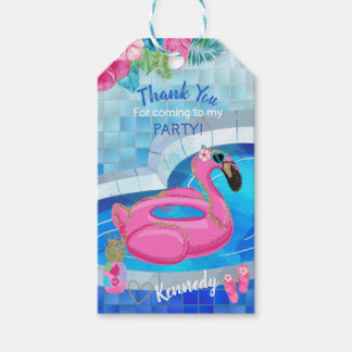 Flamingo Pool party, favour, thank you tags, Gift Tags