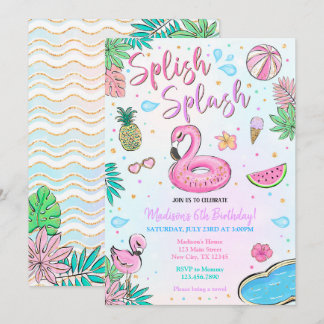 Flamingo Pool Party Invitation