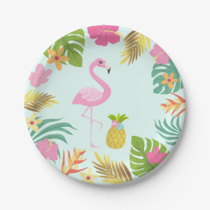Flamingo Pool Party Paper Tropical Pool Party Paper Plate
