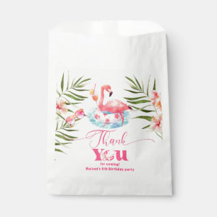 Flamingo pool party pink girl birthday favour bags