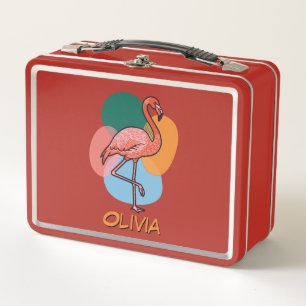 Flamingo Pop art colorful Metal Lunch Box