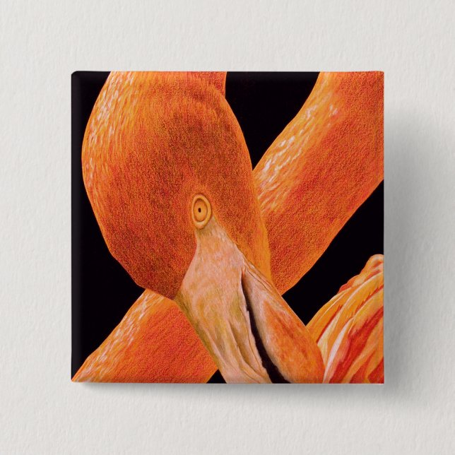 Flamingo Portrait 15 Cm Square Badge (Front)