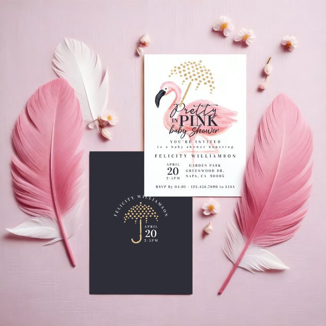 Flamingo Pretty in Pink Baby Shower Invitation (Flamingo Pretty in Pink Baby Shower Invitation)