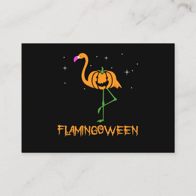 Flamingo |Pumpkin Halloween Flamingoween Bird Pink Enclosure Card (Front)