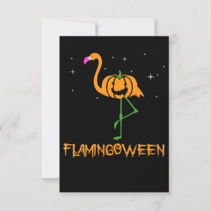 Flamingo  Pumpkin Halloween Flamingoween Bird Pink Thank You Card