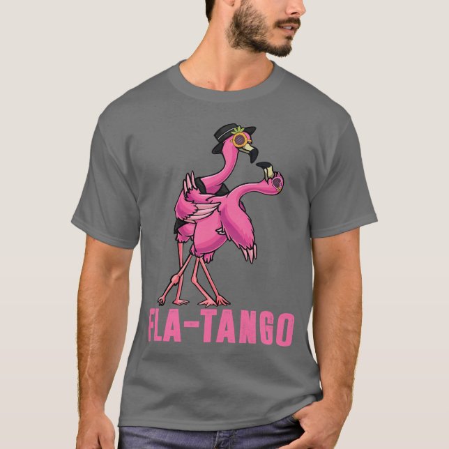 Flamingo Puns Slang Fla-tango Fun Flamingo Dancing T-Shirt (Front)