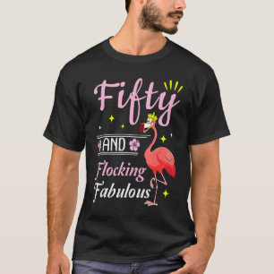 Flamingo Queen Flower Happy 50 Years And Flocking  T-Shirt