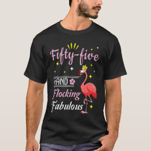 Flamingo Queen Flower Happy 55 Years And Flocking  T-Shirt