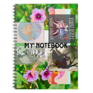 Flamingo, Racoon Spirit Animal, Ringtail, Floral Notebook