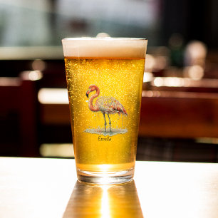 Flamingo Radiance: Tropical Watercolor, custom Glass