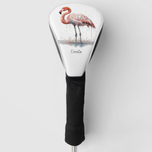 Flamingo Radiance: Watercolor Art, custom Golf Head Cover