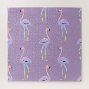 Flamingo Rainbow: Colourful Seamless Pattern. Jigsaw Puzzle