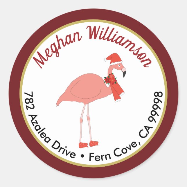 Flamingo Red Scarf Return Address Envelope Seal (Front)