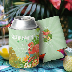 Flamingo Retirement Green Can Cooler