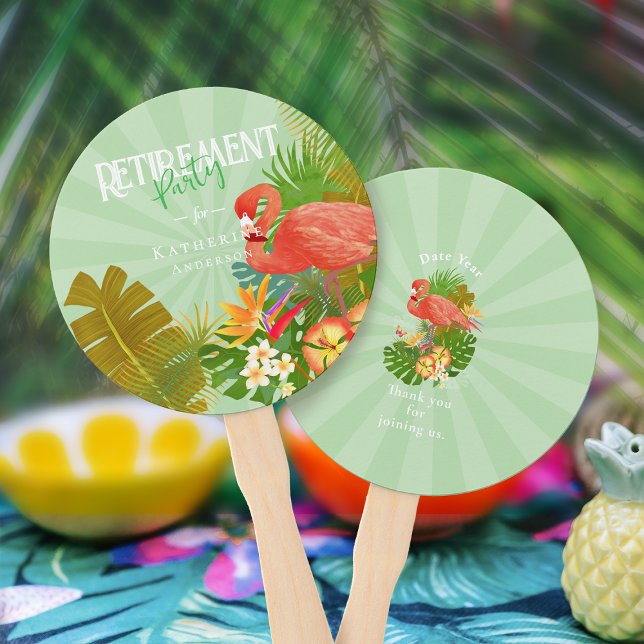 Flamingo Retirement Green Cooler Hand Fan (Flamingo Retirement Green Hand Fan)