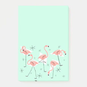 Flamingo Retro Green post-it note vertical