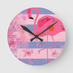 Flamingo Reverie Round Clock