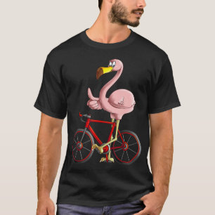 Flamingo Riding a Bicycle Cool Bikers Funny Bike T-Shirt