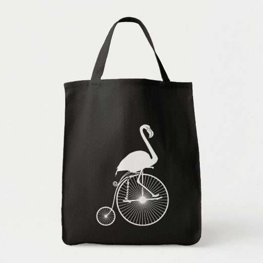 Image of Flamingo Riding Vintage Bike Tote Bag