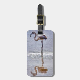 Flamingo Ripples and Reflections Watercolor Luggage Tag