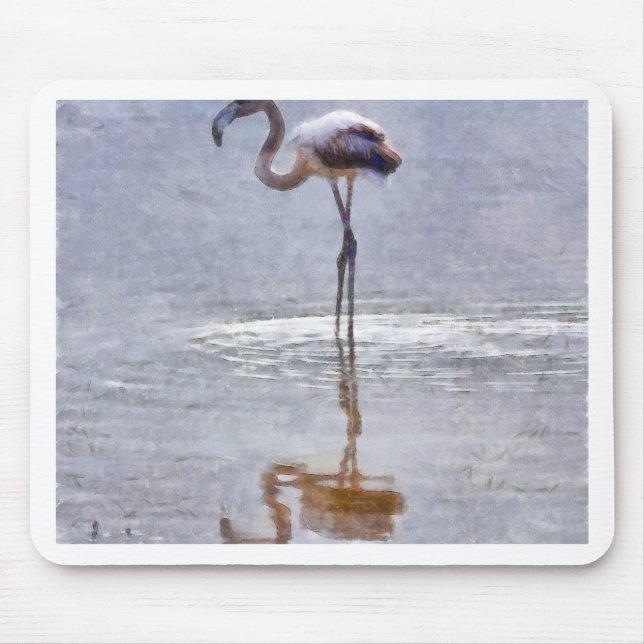 Flamingo Ripples and Reflections Watercolor Mouse Mat (Front)