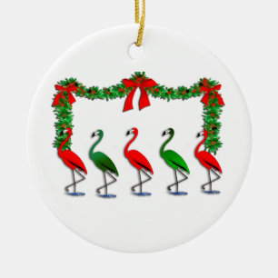 Flamingo Rockettes Dancing Show Ceramic Tree Decoration