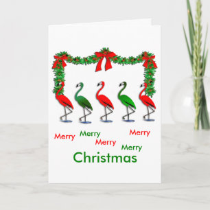 Flamingo Rockettes Dancing Show Holiday Card
