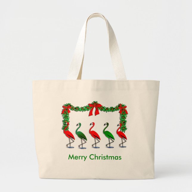 Flamingo Rockettes Dancing Show Large Tote Bag (Front)