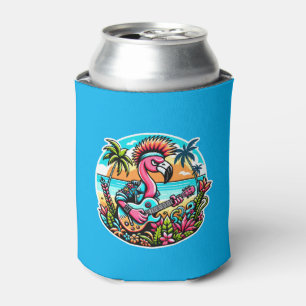 Flamingo Rockstar in Paradise Punk Tropical Vibes Can Cooler