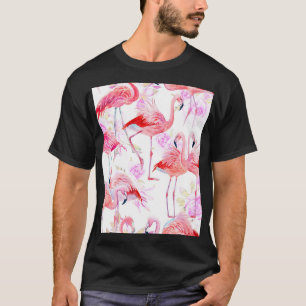 Flamingo Rose: Watercolor Bird Floral T-Shirt