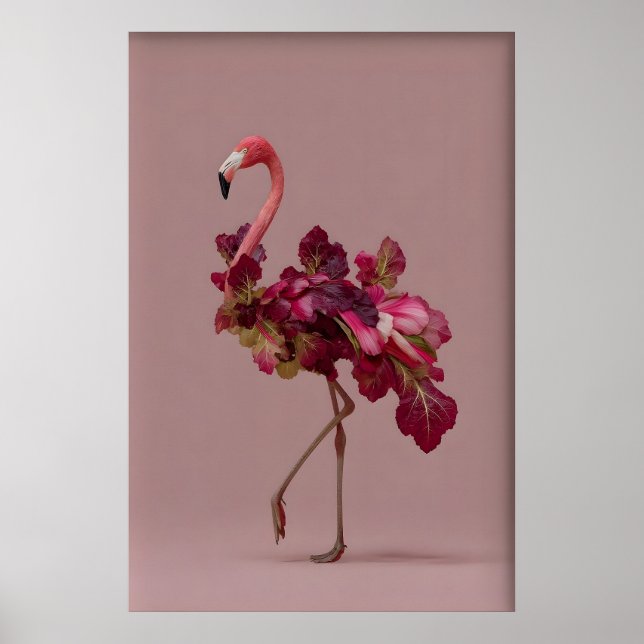 Flamingo Salad Art Print – Surreal Botanical (Front)