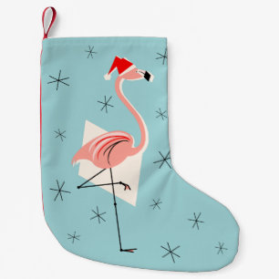 Flamingo Santa Blue stocking one-sided