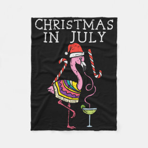 Flamingo Santa Christmas In July Funny Summer Xmas Fleece Blanket